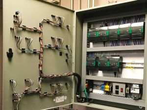 Close up view inside of a building automation control system